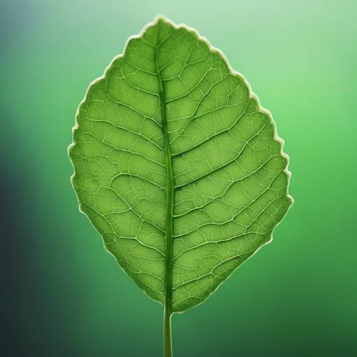 Una toma de primer plano de una hoja con un degradado de verde desde el tallo hasta la punta.