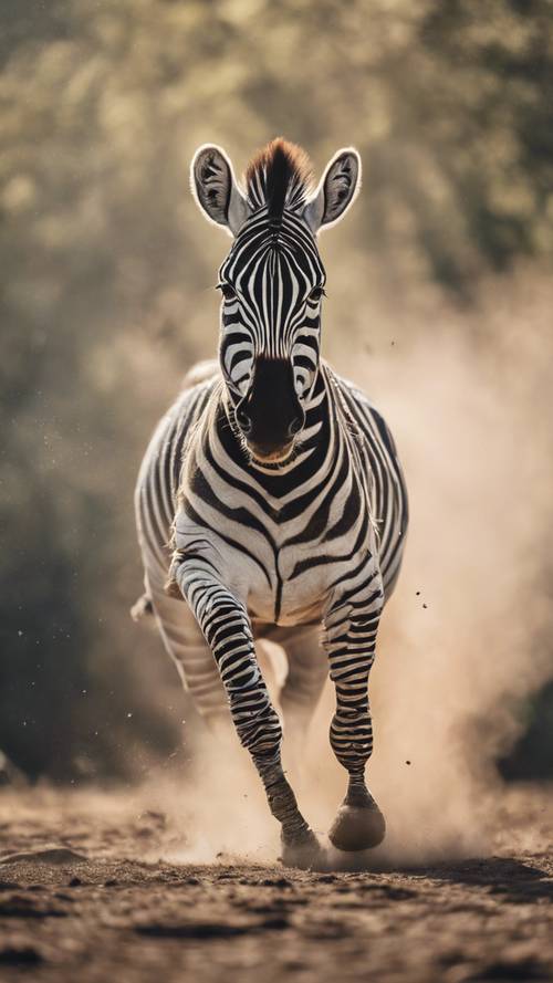 Un&#39;inquadratura sorprendente di una zebra che lancia un calcio difensivo.