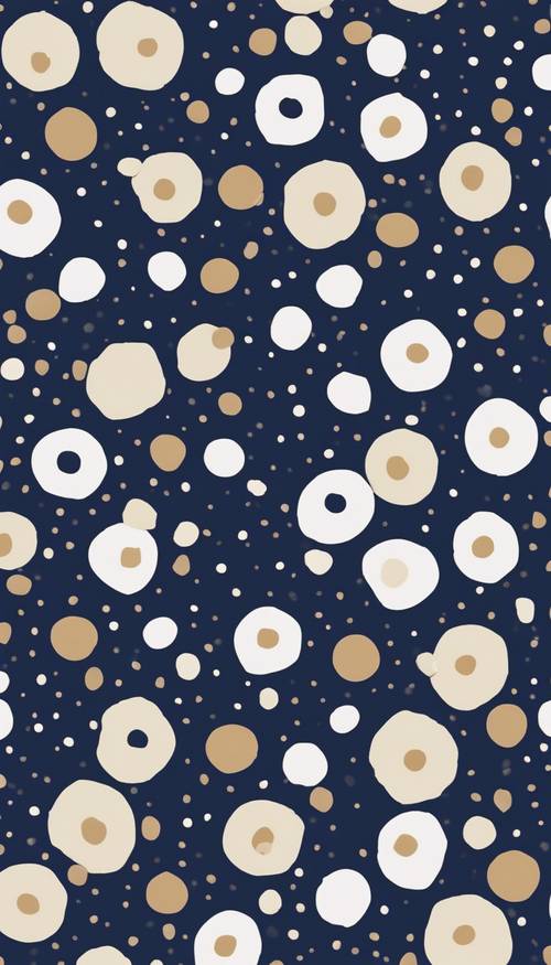 Polka dots trendily scattered across a rich navy backdrop.