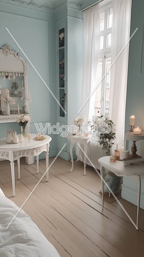 Light Blue Vintage Room with Elegant Decor