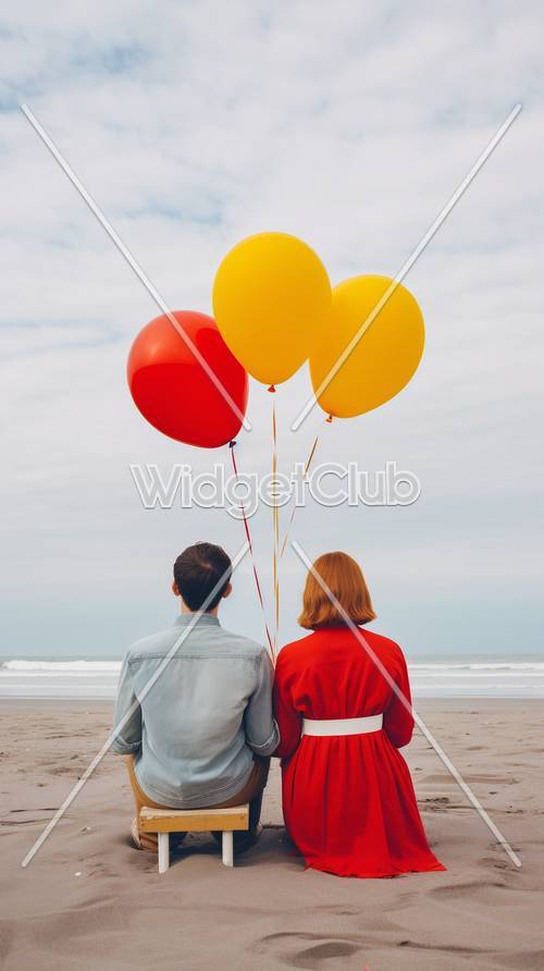 Colorful Balloons and Beach Day Fun