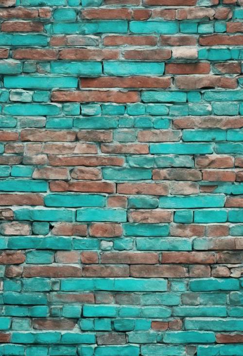 La belleza de una antigua pared de ladrillos turquesas en un diseño impecable