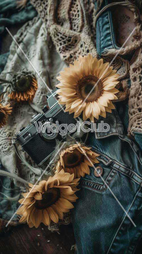 Vintage Sunflower Wallpaper [1ba225e19a2344a183f5]