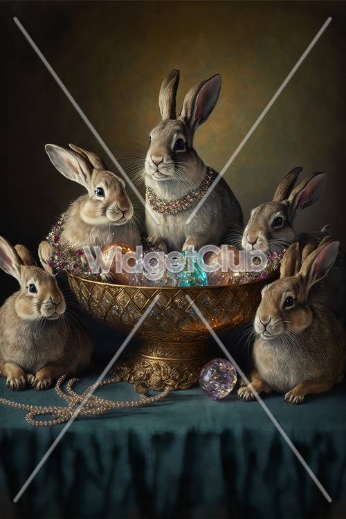 Verzauberte Kaninchen mit funkelnden Edelsteinen