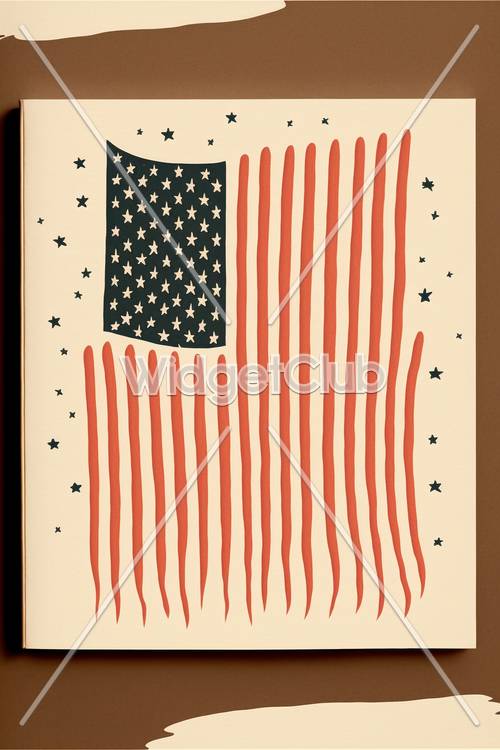 ศิลปะธงชาติอเมริกันพร้อมดวงดาวและลายเส้น