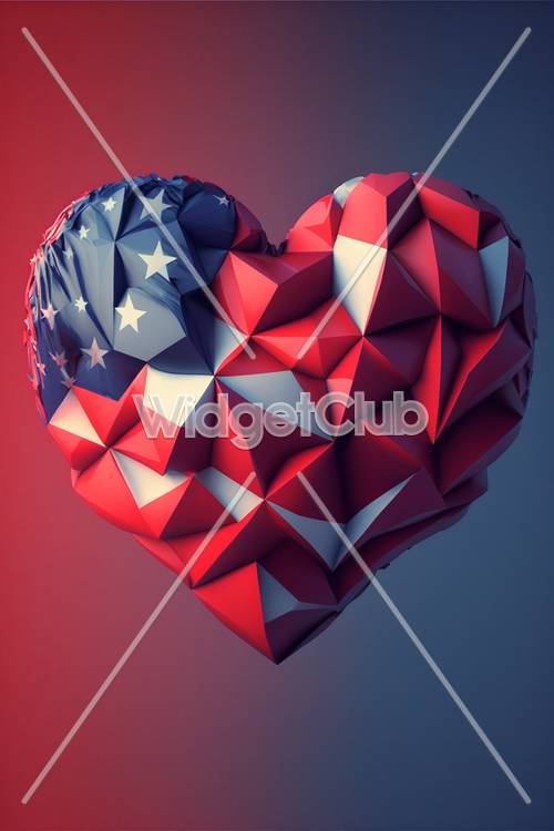 Coeur patriotique en style 3D