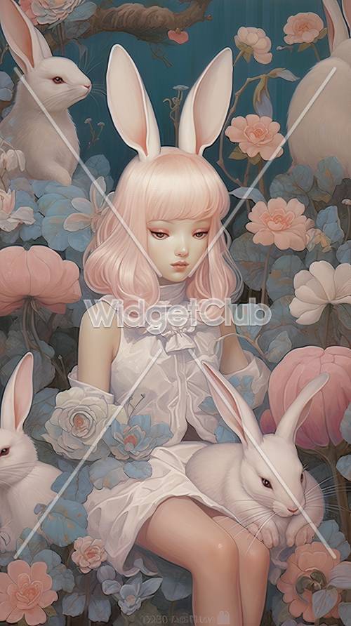 Девочка-зайчик в цветочном сне