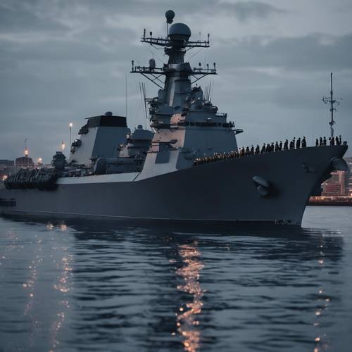 A silent night with a modern navy warship, patrolling with no lights. Дэлгэцийн зураг [d134b88a98394479924b]