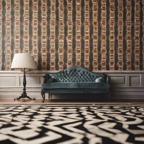 A vintage geometric wallpaper in a classic Victorian house Tapet [3272af64fdfb402aaa8a]