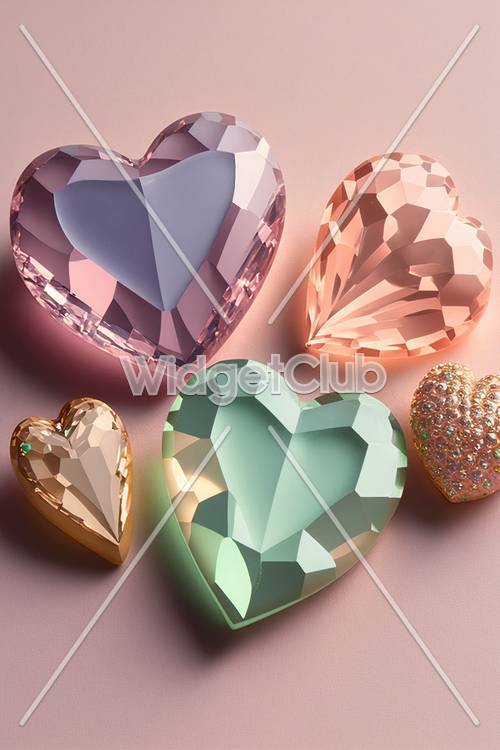 Colorful Heart Gems for Your Screen Background