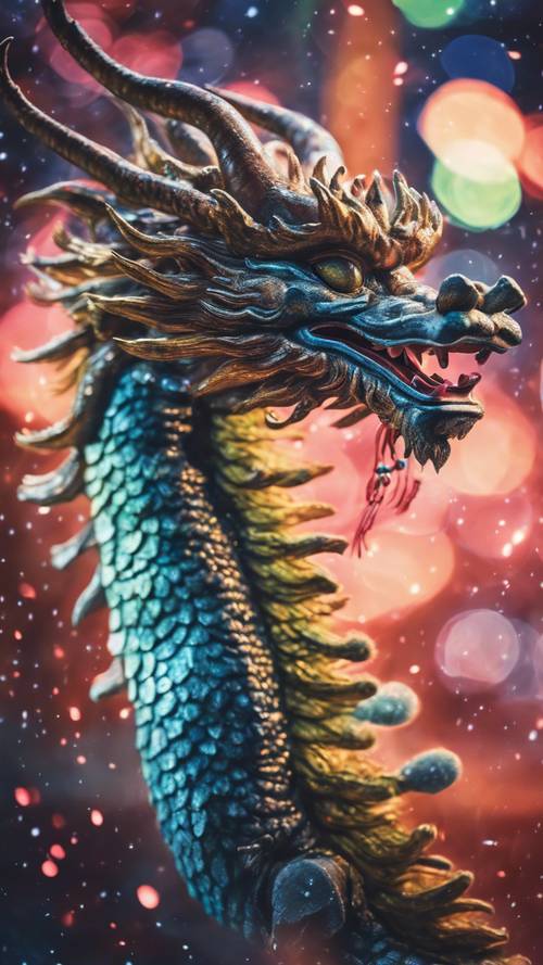 Un mistico drago giapponese che danza tra le luci del nord.