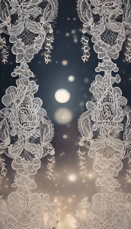An intricate lace pattern illuminated by soft moonlight.