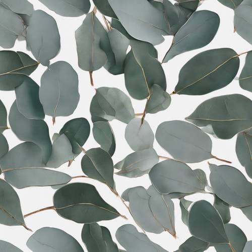 Canvas painting of silver dollar eucalyptus leaves, done in a simplistic modern style.