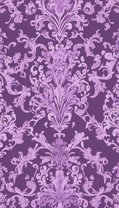 Pola damask berwarna ungu mulus dengan desain rumit dan indah.
