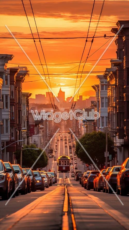 Sunset Over City Streets Wallpaper[d08f3e460a8a4aa58c94]