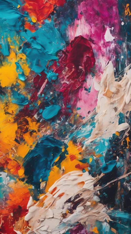 Abstract expressionist painting using a palette of vibrant and bold colors Ფონი [ae2cc1c26bcf4116a491]