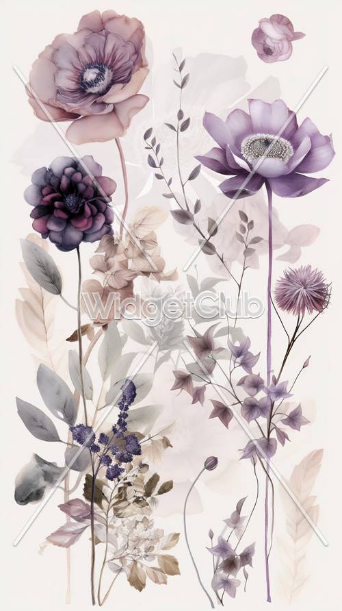 Colorful Flowers and Leaves Design