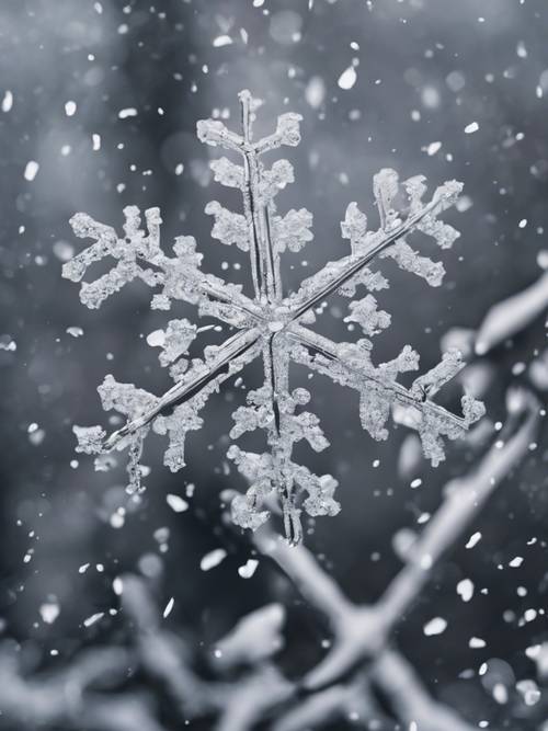 Une représentation abstraite et monochrome du mois de janvier avec des flocons de neige qui tombent.