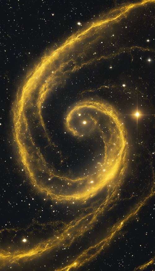 Желтая галактика, вид из редкой, минималистской космической обсерватории.