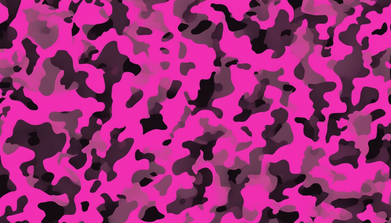 Sophisticated, repeating pattern of hot pink camouflage with black borders.壁紙[eaa831ac3d4c4aceae2c]
