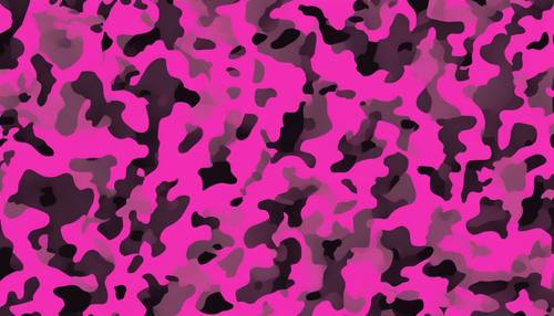Padrão sofisticado e repetitivo de camuflagem rosa choque com bordas pretas.