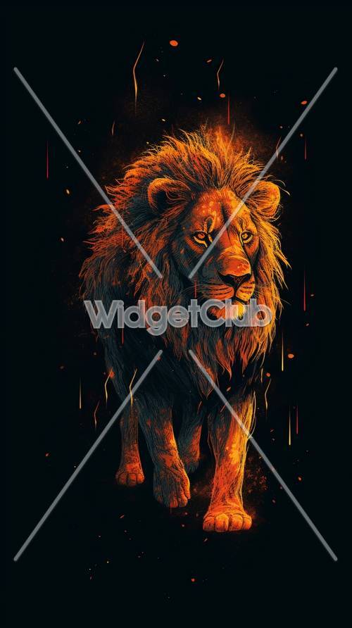 Fiery Lion Art Illustration