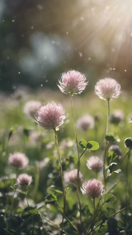 A bunch of clover flowers swaying gently in a spring breeze. Tapet [afd5e24e54b94ba1a34c]