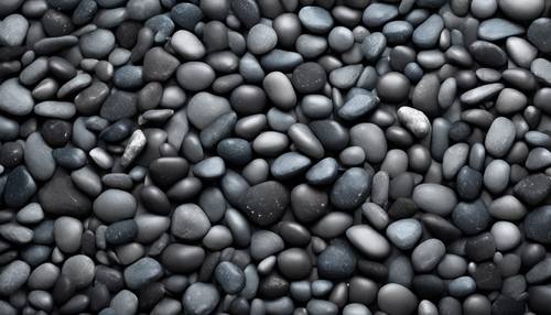 אבנים שחורות מסודרות בקפידה בדוגמת פסיפס חוזרת.
