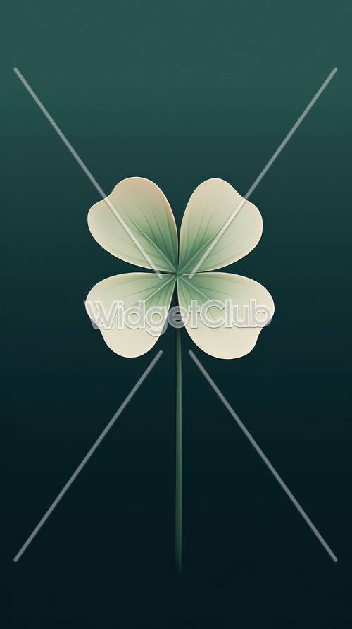 Lucky Four-Leaf Clover on Dark Green Background