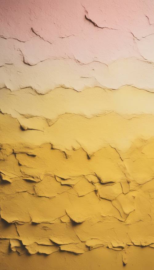 Un mur peint avec un effet ombré allant du jaune moutarde en bas au jaune pastel en haut.