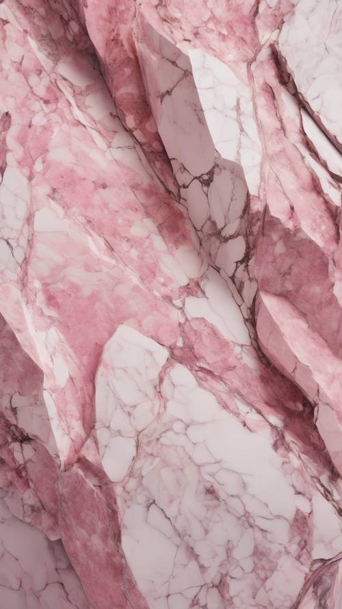 Mieszany różowy i biały marmur w kamieniołomie.