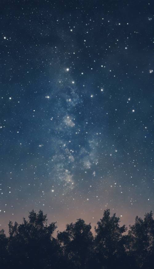 Uma cena criativa de um misterioso céu noturno onde as estrelas aparecem como manchas prateadas em uma tela de veludo azul.