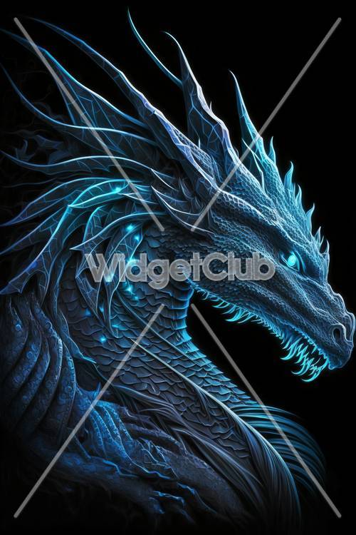 Arte del dragón azul brillante