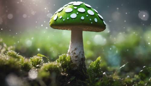 A green mushroom with white polka dots, like from a classic video game.