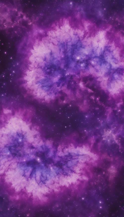 Дизайн тай-дай ярких фиолетовых оттенков, напоминающий туманность в космосе.
