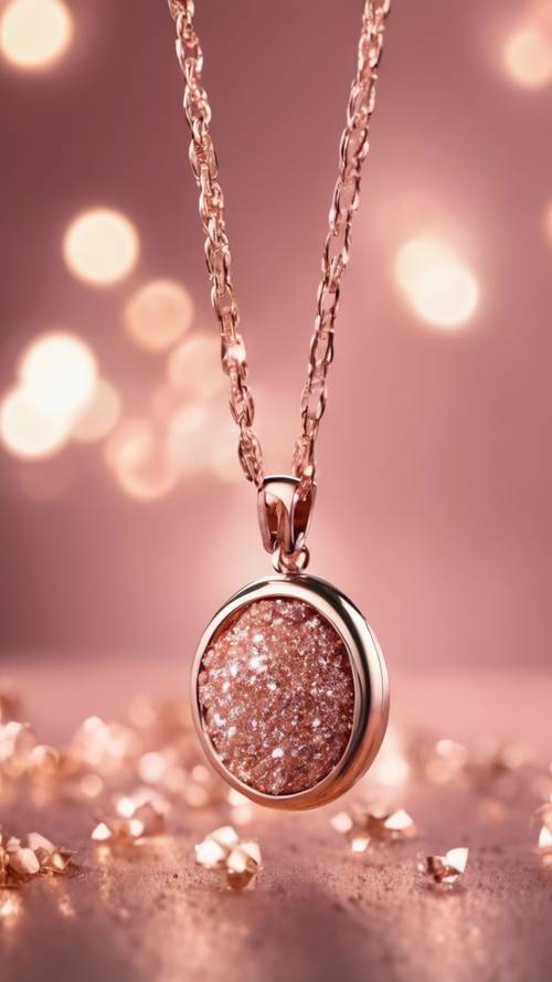 An elegant necklace made of rose gold glitter