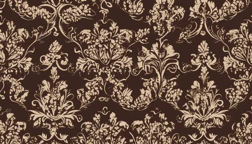 Un motivo damascato chic ed elegante, presentato in una tavolozza di colori marrone scuro che ricorda un&#39;estetica vintage.