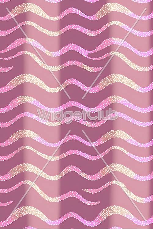 きらめくピンクの波模様　壁紙
