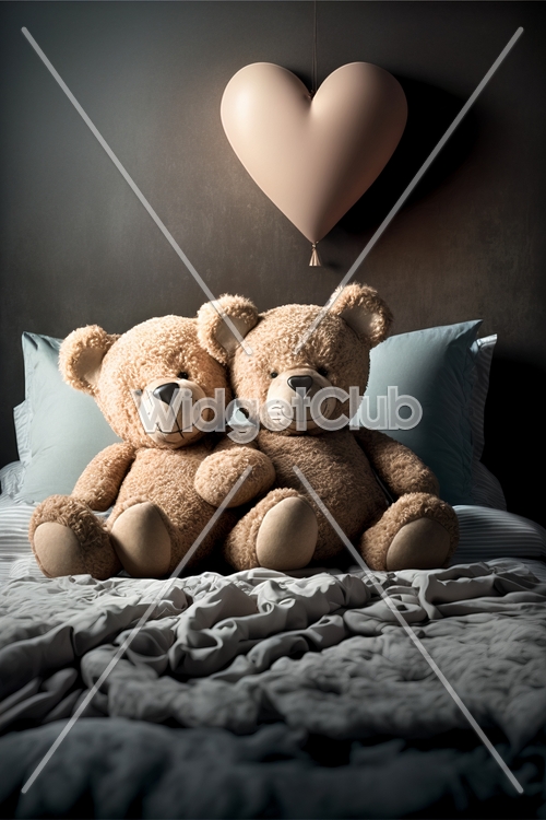Teddy Bear Friends in Soft Bedroom Light Wallpaper[2cead498d4b24c4299af]