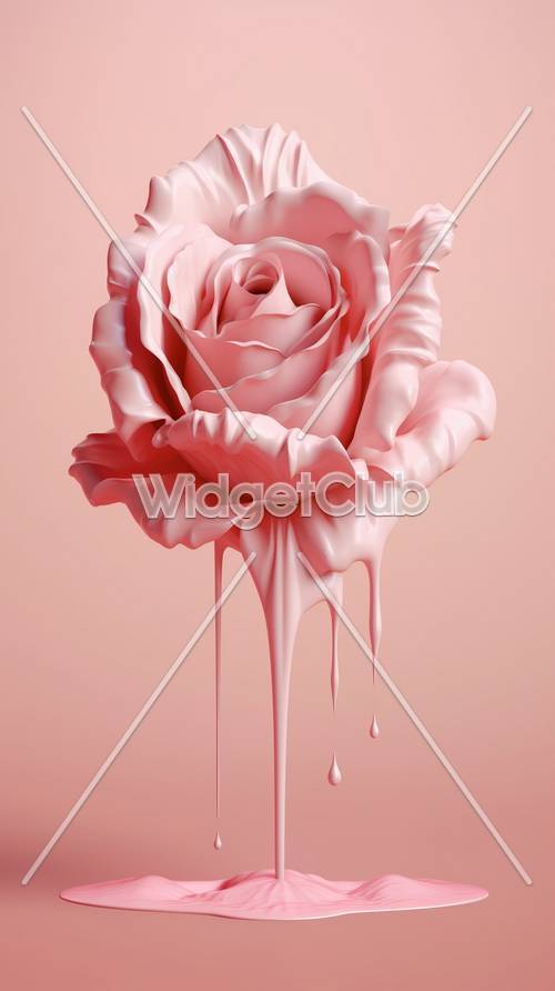 Dripping Pink Rose Art