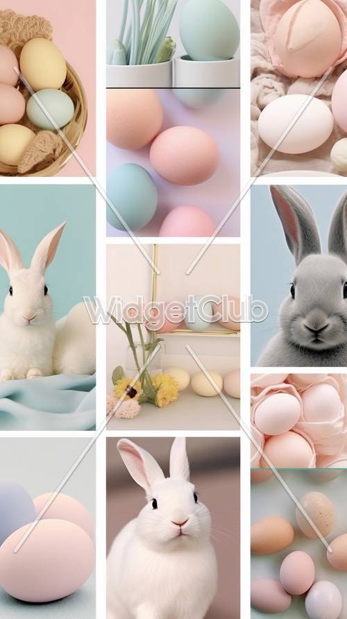 Cute Bunnies and Soft Colored Eggs