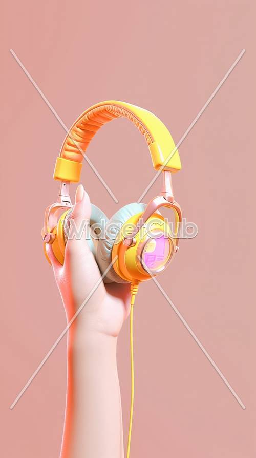 Colorful Headphones in Hand Tapet [8fe916c4dd974f8b80c5]