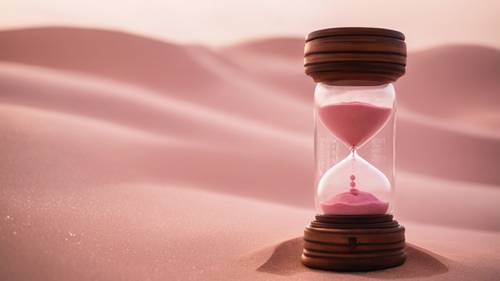 A short powerful quote about patience, carved in a pink sand timer. Tapetai [2973e60001124dee9c72]