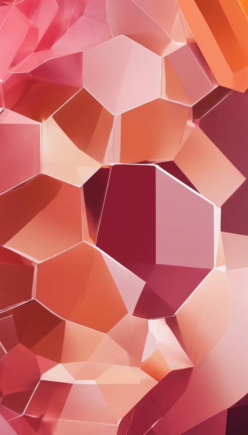 Abstract image using geometric shapes in warm colors like orange, red, and pink. Tapet [48a9f519ddd54839b2f5]