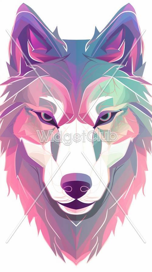 Colorful Geometric Wolf Design for Kids