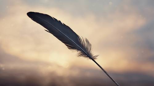 Une plume solitaire tombant dans un ciel vide avec la phrase « La dépression est éternelle, mais l&#39;espoir aussi ».