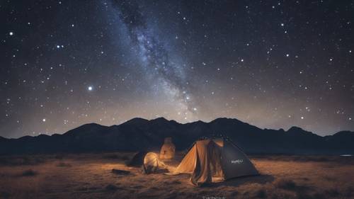 Un vasto cielo notturno stellato, che mostra il motto motivazionale &quot;Mira alla luna. Anche se la manchi, atterrerai tra le stelle&quot; in stelle scintillanti.