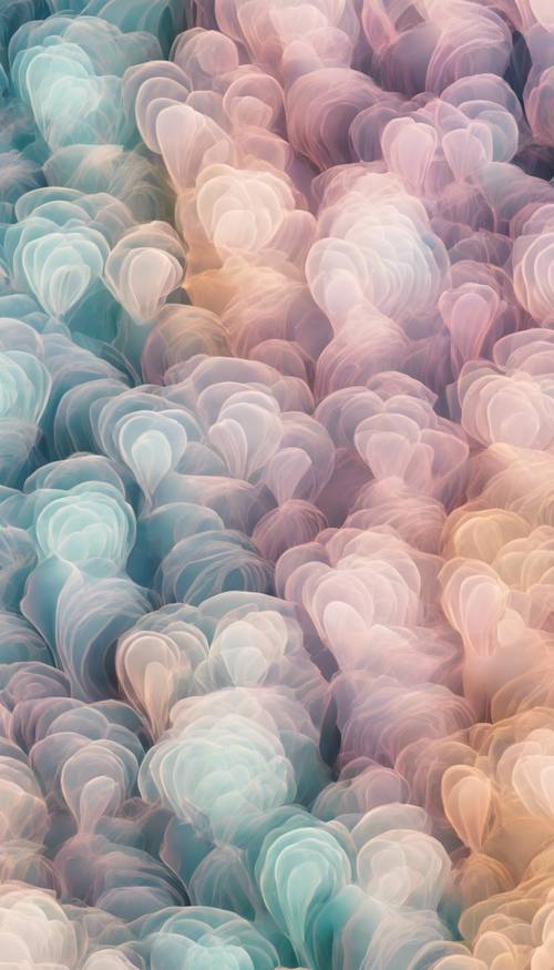 A seamless pattern of abstract aura inspired designs in pastel colors. Wallpaper [0b4f0dd6850449849691]