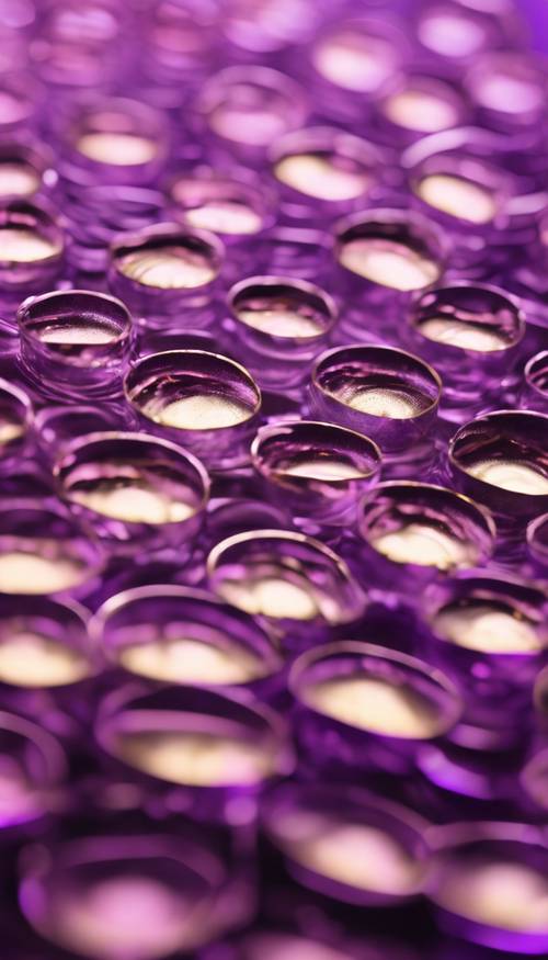 Ripples of alternating purple and silver presented with a metallic glow. Tapet [efae9168077f4768bd24]