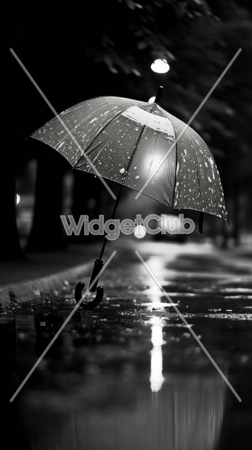 Magia de dia chuvoso com um guarda-chuva solitário